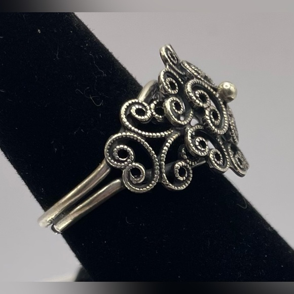 3 for $30 Beautiful Silver Tone Filigree Ring Size 8 - Picture 7 of 10